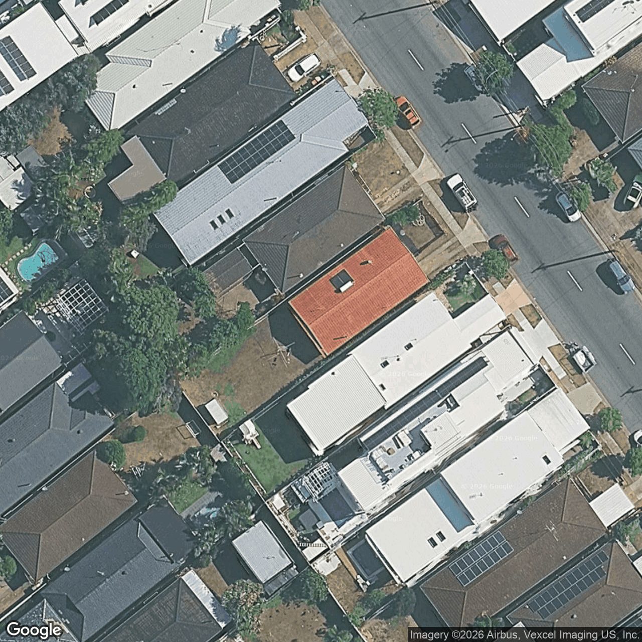 Aerial view of 100 Chainey Avenue, Miami QLD 4220