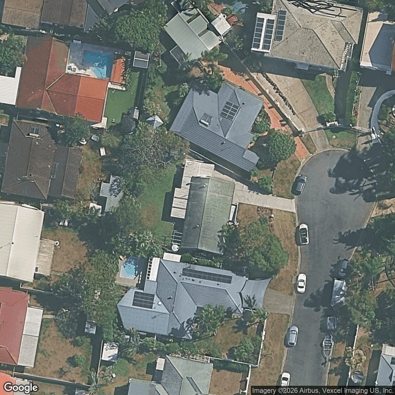Aerial view of 34 Joeith Court, Miami QLD 4220