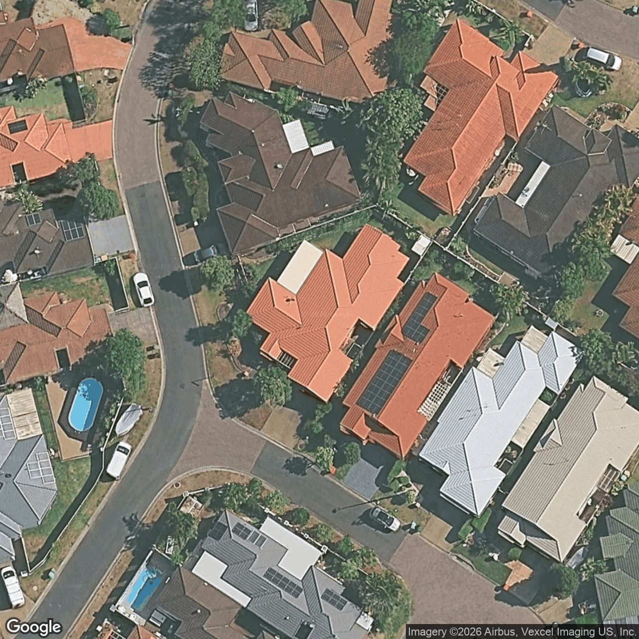 Aerial view of 38 Cedarwood Crescent, Robina QLD 4226